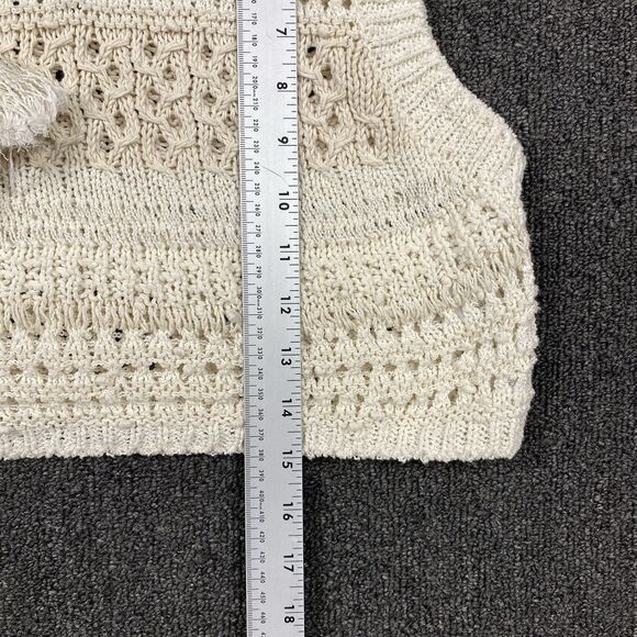ZARA Pullover Knit Cream Knitted Hoodie Cropped Sweater Vest Women's Size Large - Picture 3 of 6
